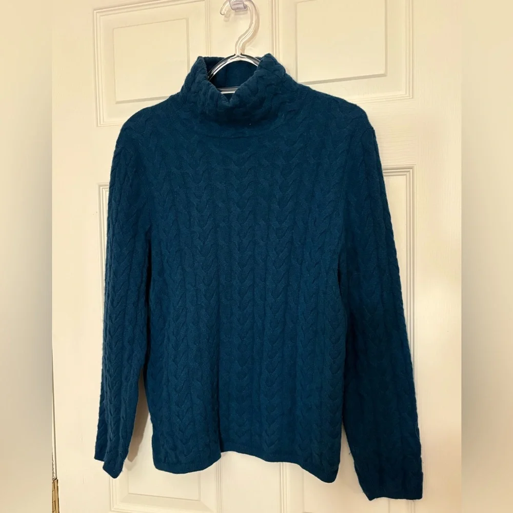 ♥️Garnet Hill Cashmere Cabled T-Neck - Picture 1 of 15